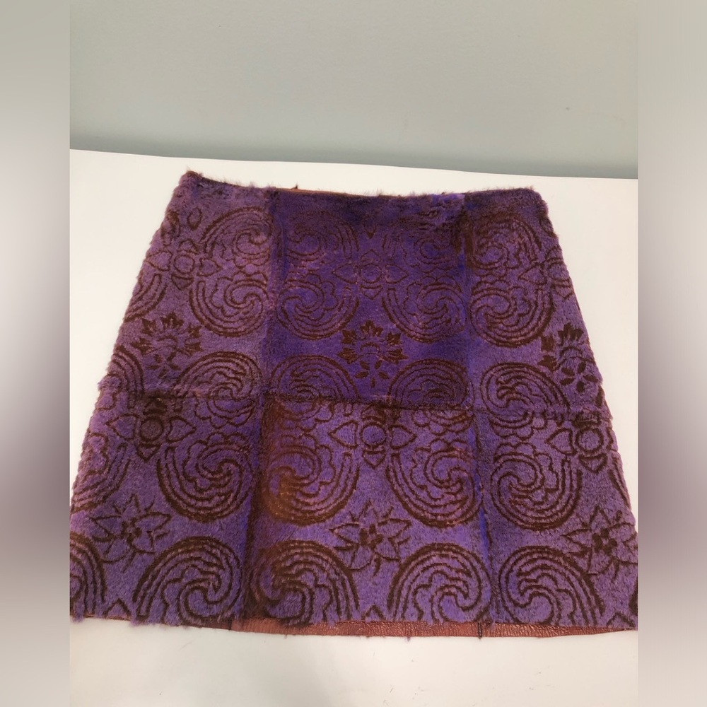 Stephen Womens Velvet  Abstract Print Zip Up Mini Skirt Purple Size 44 Italy